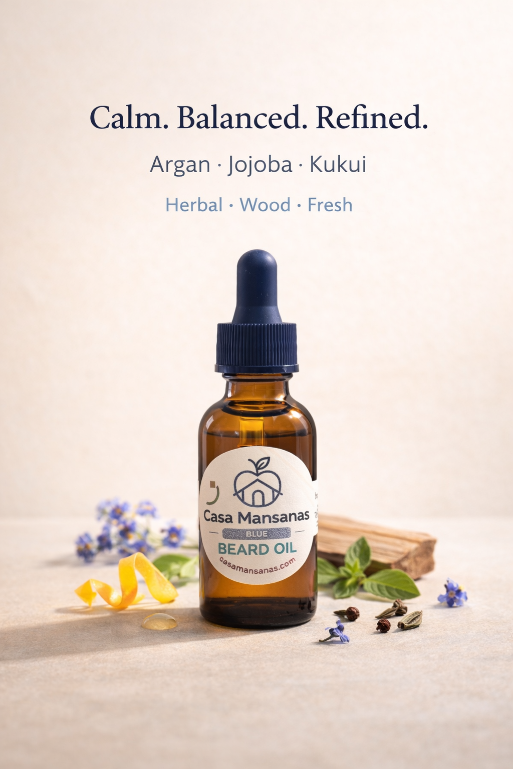 Cool Herbal Beard Oil (Blue)